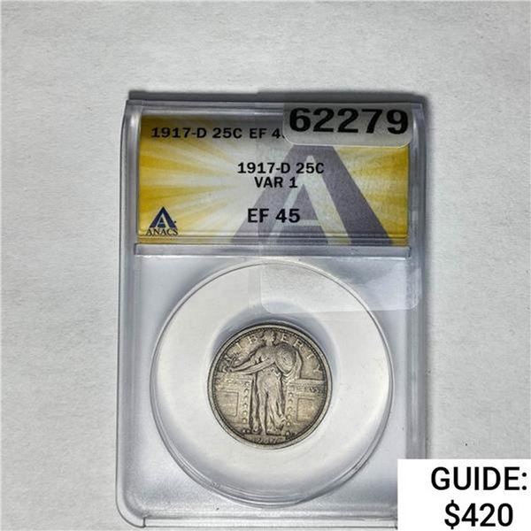 1917-D Standing Liberty Quarter ANACS EF45
