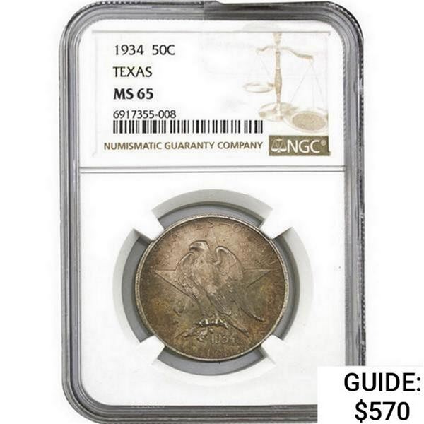 1934 Texas Half Dollar NGC MS65