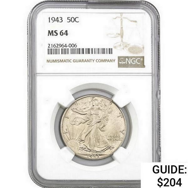 1943 Walking Liberty Half Dollar NGC MS64