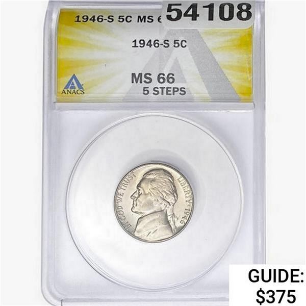 1946-S Jefferson Nickel ANACS MS66 5 Steps