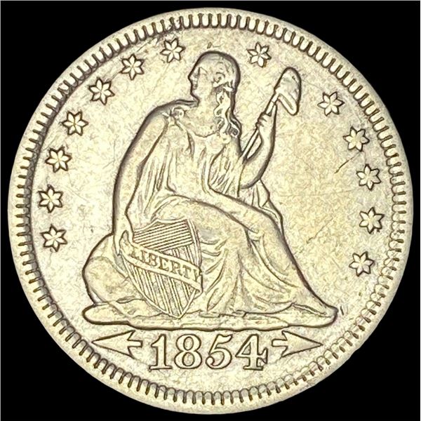 1854 Arrows Silver Quarter CLOSELY UNCIRCULATED