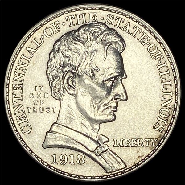 1918 Illinois Centennial Silver Half Dollar GEM BU