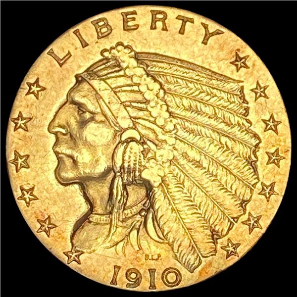 1910 Indian Head $2.50 Gold Quarter Eagle CLOSELY UNCIRCULATED