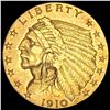 Image 1 : 1910 Indian Head $2.50 Gold Quarter Eagle CLOSELY UNCIRCULATED