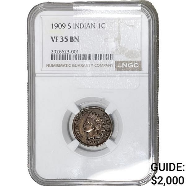 1909-S Indian Head Cent NGC VF35 BN