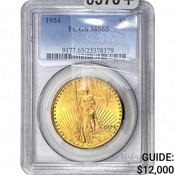 1924 $20 Gold Double Eagle PCGS MS65
