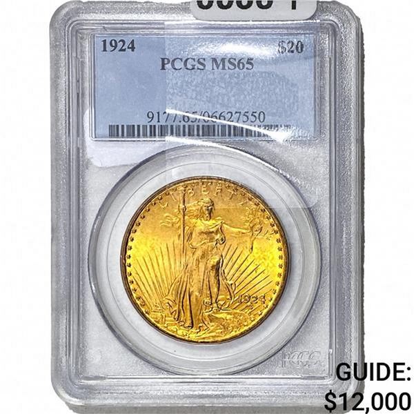 1924 $20 Gold Double Eagle PCGS MS65
