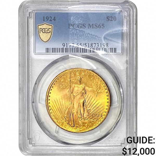 1924 $20 Gold Double Eagle PCGS MS65