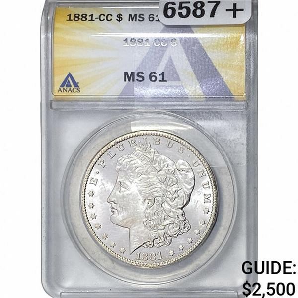 1881-CC Morgan Silver Dollar ANACS MS61