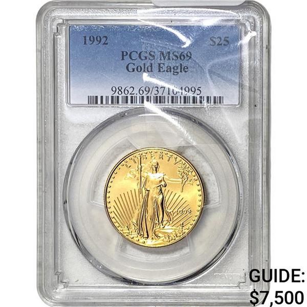 1992 1/2oz $25 Gold Eagle PCGS MS69
