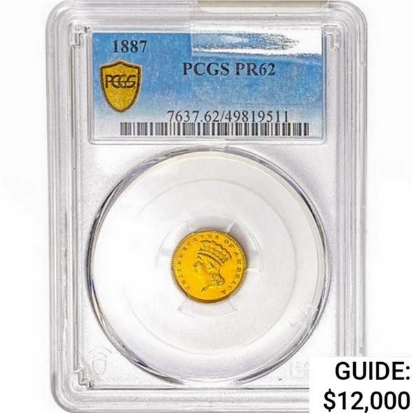 1887 Rare Gold Dollar PCGS PR62