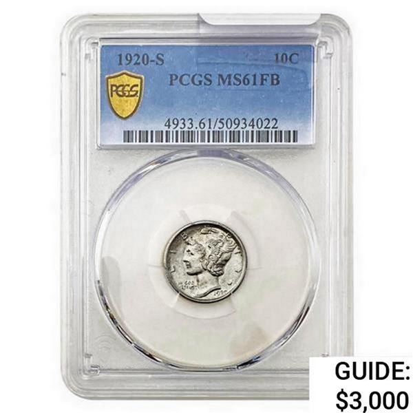 1920-S Mercury Silver Dime PCGS MS61 FB