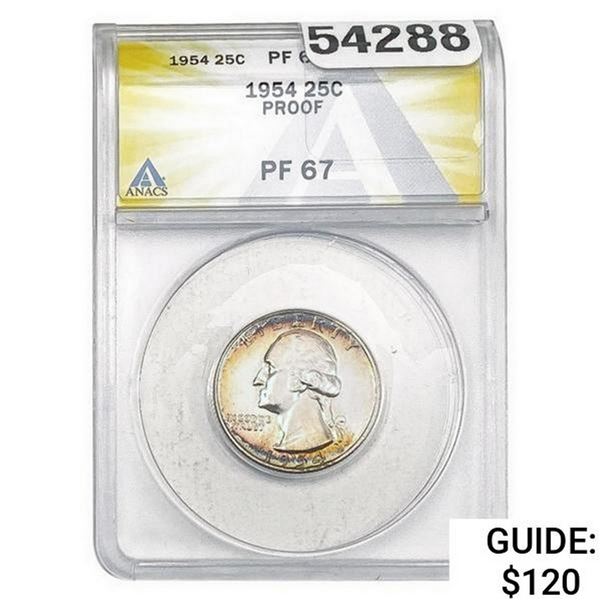 1954 Washington Silver Quarter ANACS PF67