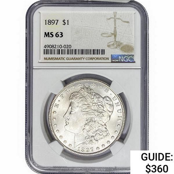 1897 Morgan Silver Dollar NGC MS63