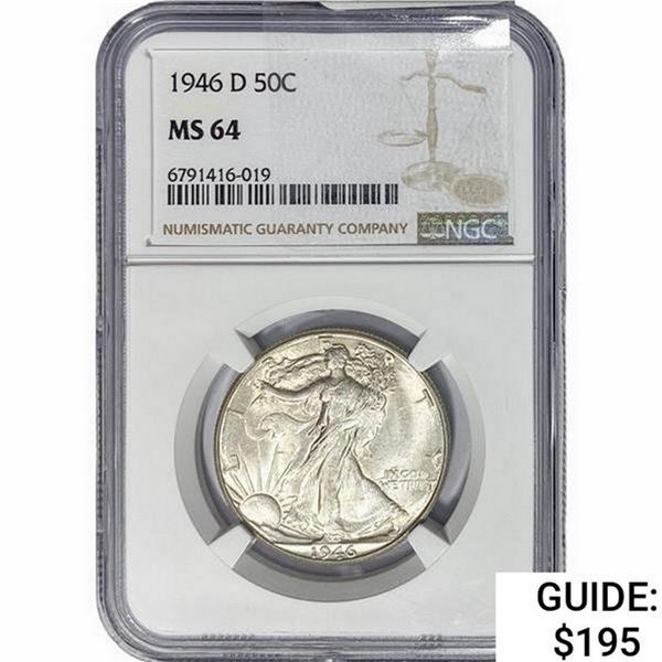 1946-D Walking Liberty Half Dollar NGC MS64