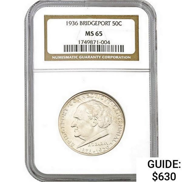 1936 Bridgeport Half Dollar NGC MS65
