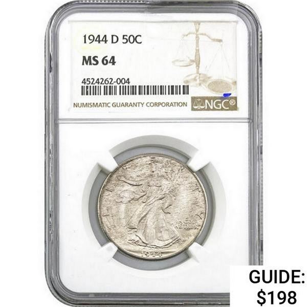 1944-D Walking Liberty Half Dollar NGC MS64