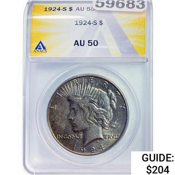 1924-S Silver Peace Dollar ANACS AU50
