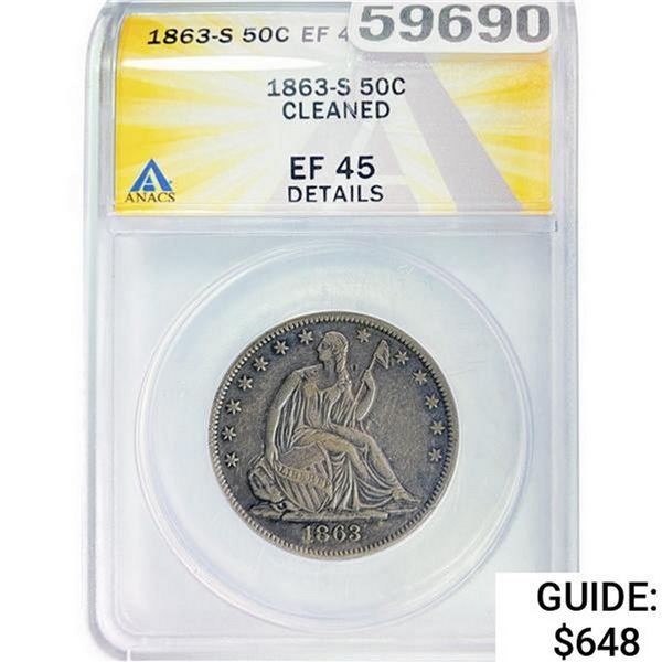 1863-S Seated Liberty Half Dollar ANACS EF45 DETAILS