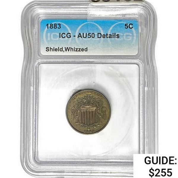 1883 Shield Nickel ICG AU50