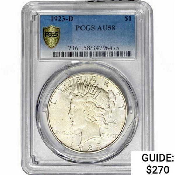 1923-D Silver Peace Dollar PCGS AU58