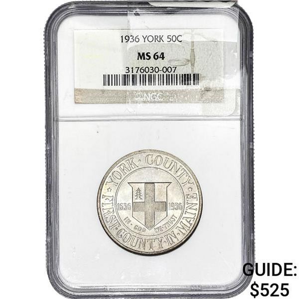 1936 York Half Dollar NGC MS64