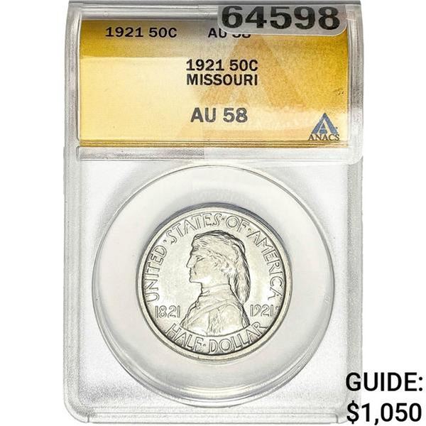 1921 Missouri Half Dollar ANACS AU58