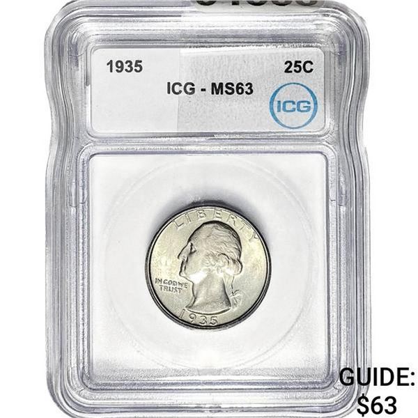 1935 Washington Silver Quarter ICG MS63