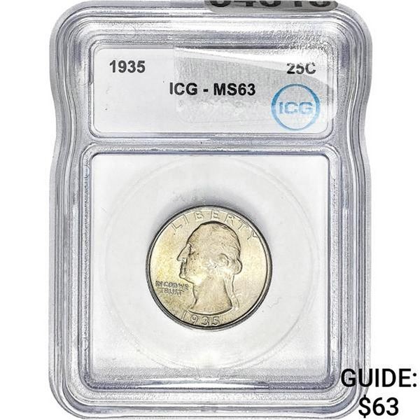 1935 Washington Silver Quarter ICG MS63