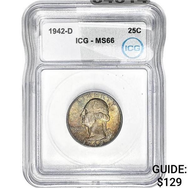 1942-D Washington Silver Quarter ICG MS66