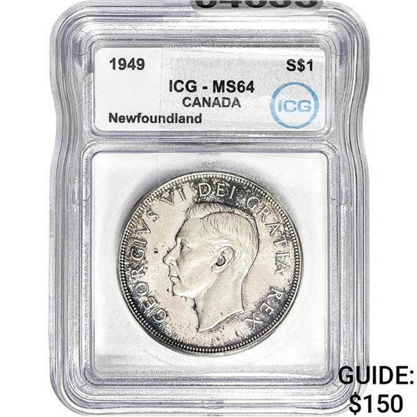 1949 Canada George VI Silver $1 ICG MS64
