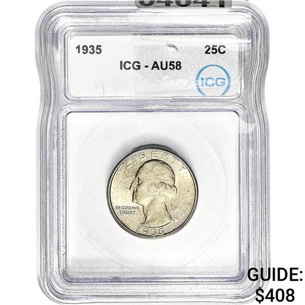 1935 Washington Silver Quarter ICG AU58