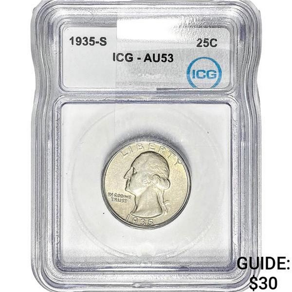 1935-S Washington Silver Quarter ICG AU53