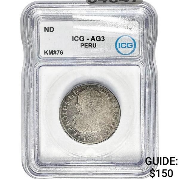 ND Peru Carolus III Silver 2 Reales ICG AG3