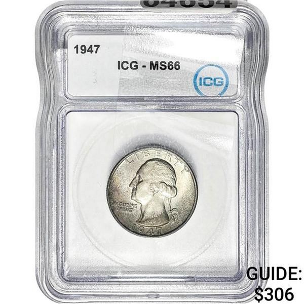 1947 Washington Silver Quarter ICG MS66