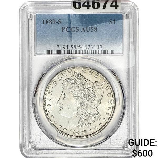 1889-S Morgan Silver Dollar PCGS AU58