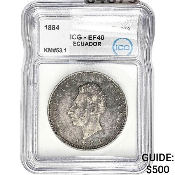 1884 Ecuador Birmingham Silver Sucre ICG EF40