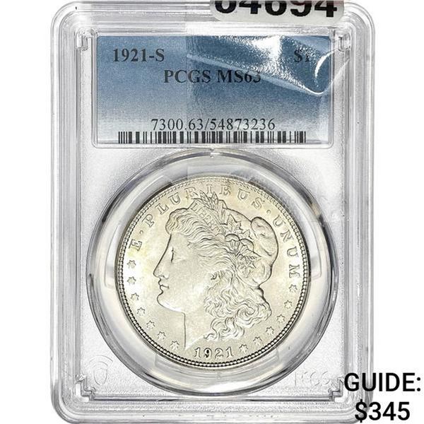 1921-S Morgan Silver Dollar PCGS MS63