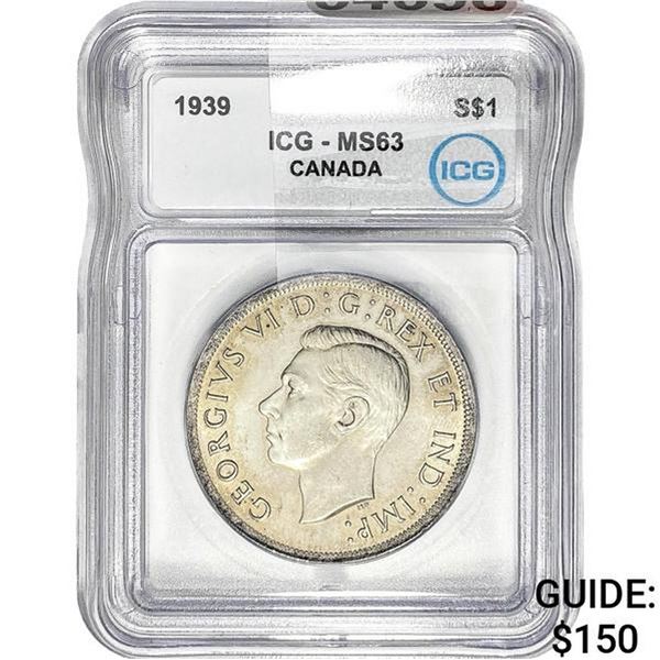 1939 Canada George VI Silver $1 ICG MS63