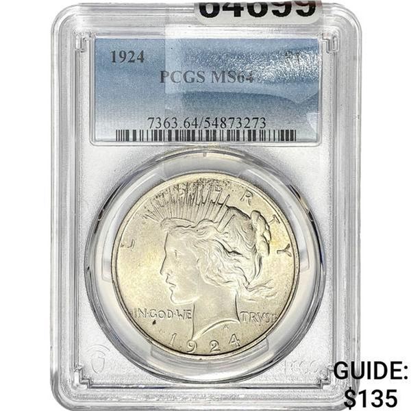 1924 Morgan Silver Dollar PCGS MS64