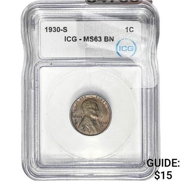 1930-S Wheat Cent ICG MS63 BN