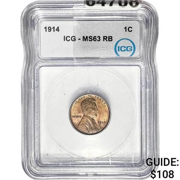 1914 Wheat Cent ICG MS63 RB