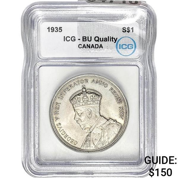 1935 Canada George V Silver $1 ICG BU