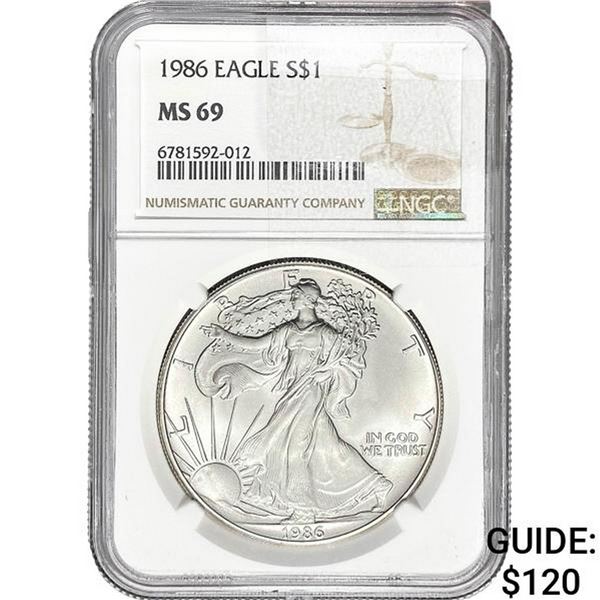 1986 $1 Silver Eagle NGC MS69
