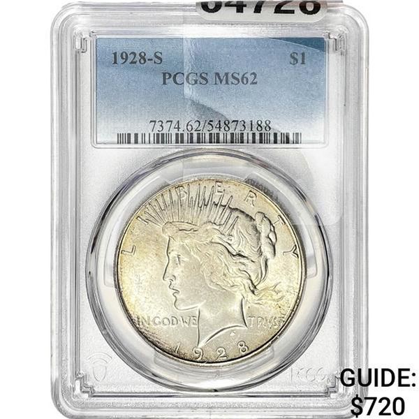 1925-S Silver Peace Dollar PCGS MS62