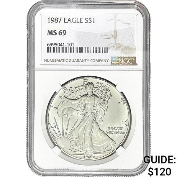 1987 $1 Silver Eagle NGC MS69