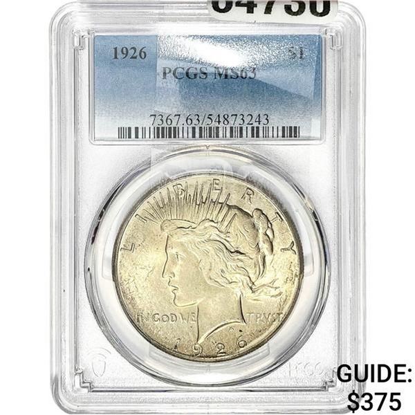 1926 Silver Peace Dollar PCGS MS63