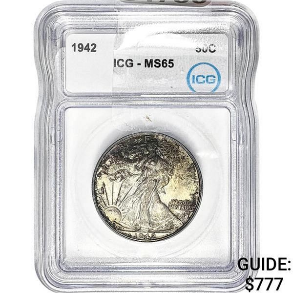1942 Walking Liberty Half Dollar ICG MS65