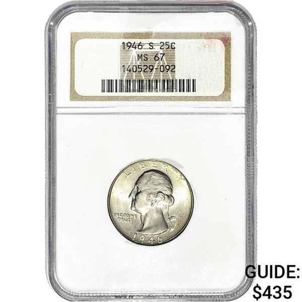 1946-S Washington Silver Quarter NGC MS67