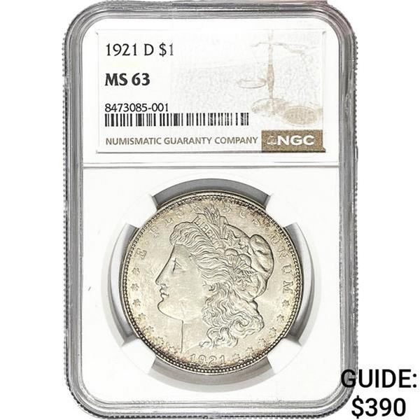 1921-D Morgan Silver Dollar NGC MS63